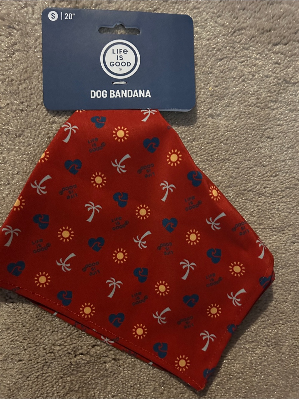 Life Is Good Red Tropical Print Dog Bandana